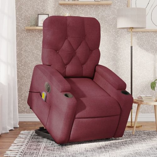 Vidaxl Fauteuil Inclinable De Massage Électrique Rouge Bordeaux Tissu