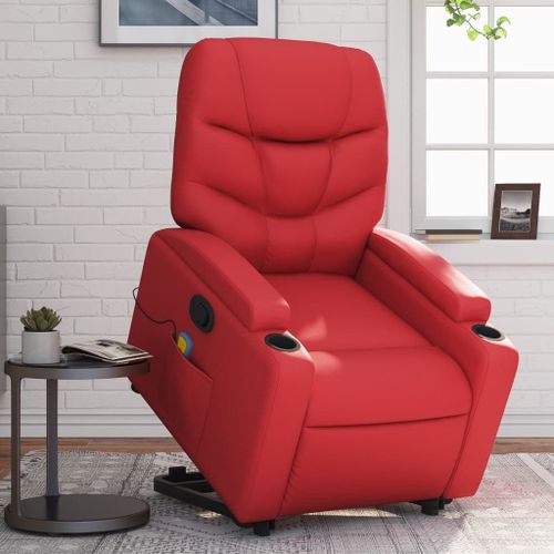 Vidaxl Fauteuil Inclinable De Massage Rouge Similicuir
