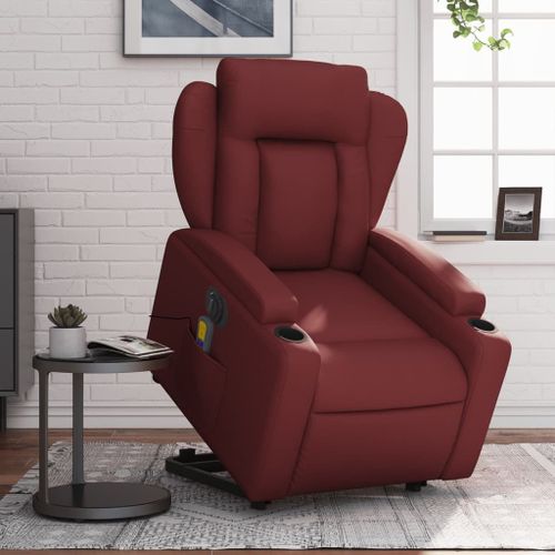 Vidaxl Fauteuil Inclinable De Massage Électrique Rouge Bordeaux