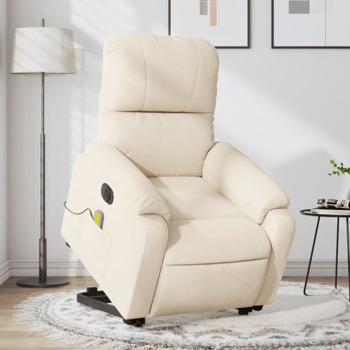 Vidaxl Fauteuil Inclinable De Massage Électrique Beige Microfibres