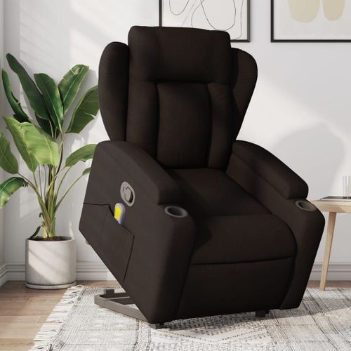 Vidaxl Fauteuil Inclinable De Massage Marron Foncé Tissu