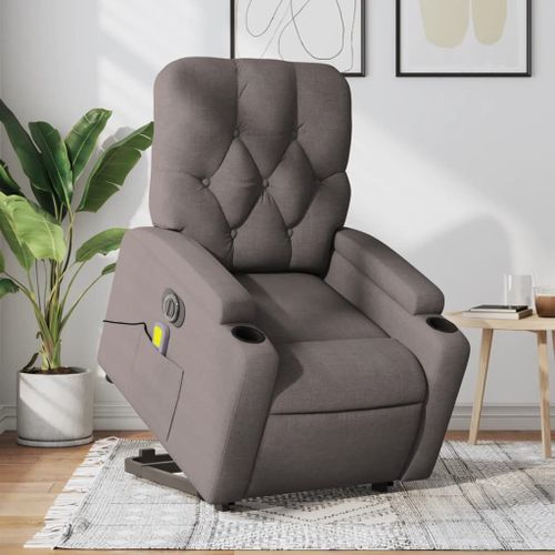 Vidaxl Fauteuil Inclinable De Massage Électrique Taupe Tissu