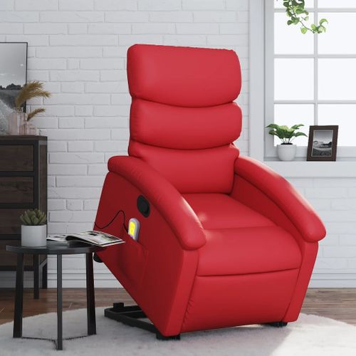Vidaxl Fauteuil Inclinable De Massage Rouge Similicuir