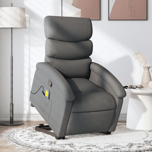 Vidaxl Fauteuil De Massage Inclinable Gris Foncé Tissu