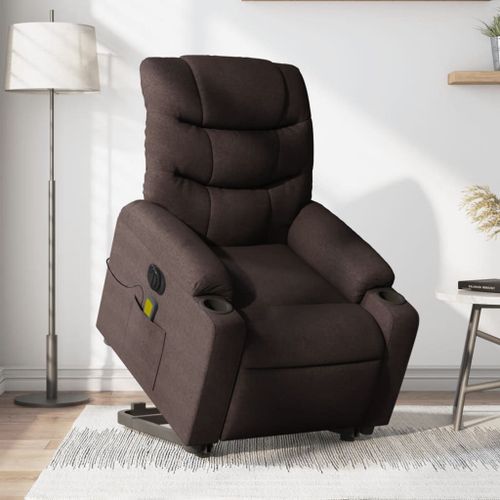 Vidaxl Fauteuil Inclinable De Massage Électrique Marron Foncé Tissu
