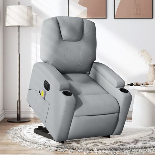 Vidaxl Fauteuil Inclinable De Massage Électrique Gris Clair Tissu