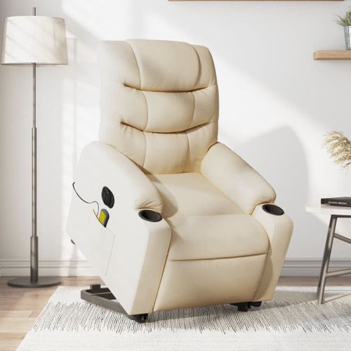 Vidaxl Fauteuil Inclinable De Massage Électrique Crème Tissu