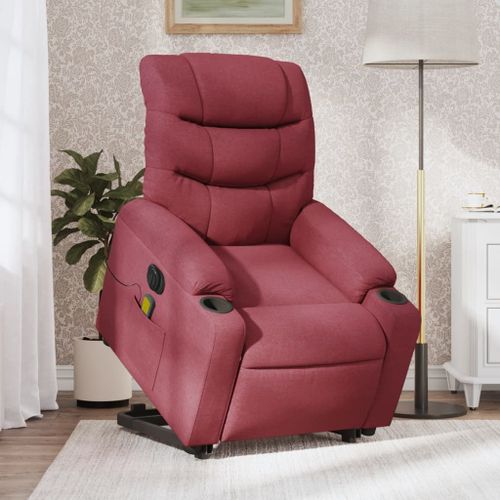 Vidaxl Fauteuil Inclinable De Massage Électrique Rouge Bordeaux Tissu