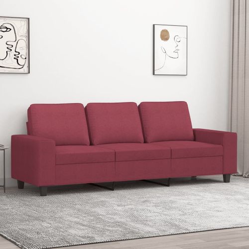 Vidaxl Canapé À 3 Places Rouge Bordeaux 180 Cm Tissu