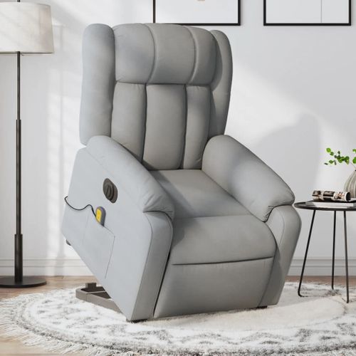 Vidaxl Fauteuil Inclinable De Massage Électrique Gris Clair Tissu