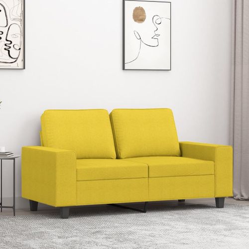 Vidaxl Canapé À 2 Places Jaune Clair 120 Cm Tissu