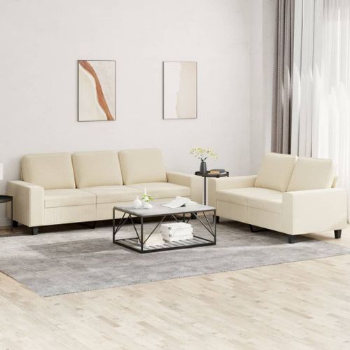 Vidaxl Ensemble De Canapés 2 Pcs Crème Tissu