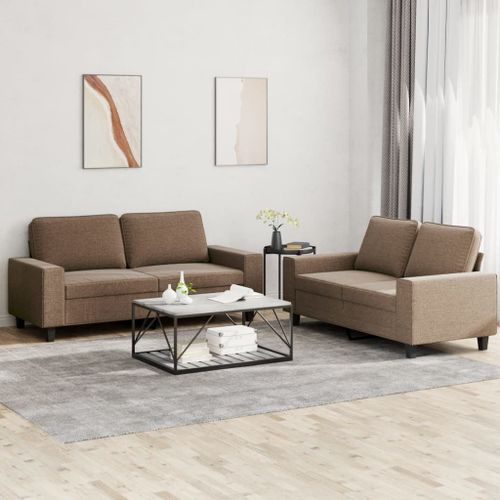 Vidaxl Ensemble De Canapés 2 Pcs Marron Tissu