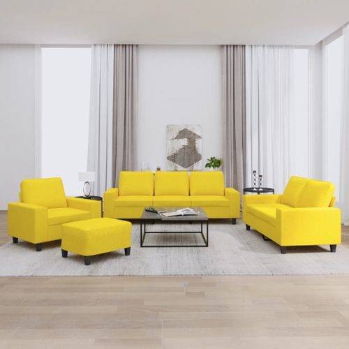 Vidaxl Ensemble De Canapés 4 Pcs Jaune Clair Tissu