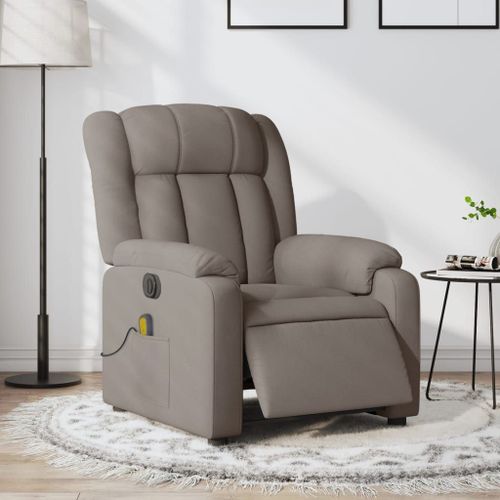Vidaxl Fauteuil De Massage Inclinable Électrique Taupe Tissu