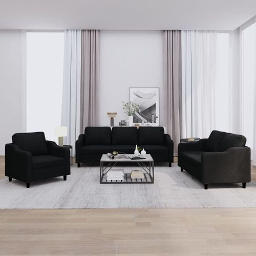 Vidaxl Ensemble De Canapés 3 Pcs Avec Coussins Noir Tissu