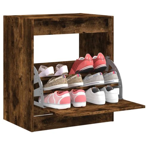 Vidaxl Armoire À Chaussures Chêne Fumé 60x42x69 Cm Bois D'ingénierie