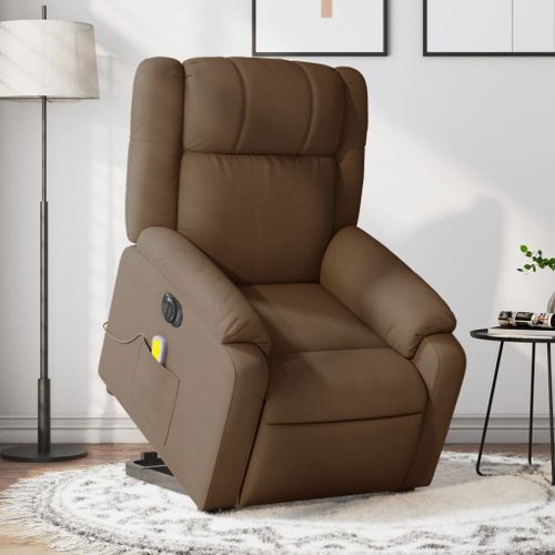Vidaxl Fauteuil Inclinable De Massage Électrique Marron Tissu