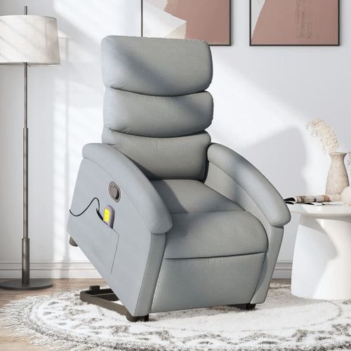 Vidaxl Fauteuil De Massage Inclinable Gris Clair Tissu