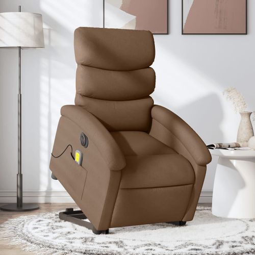 Vidaxl Fauteuil Inclinable De Massage Électrique Marron Tissu