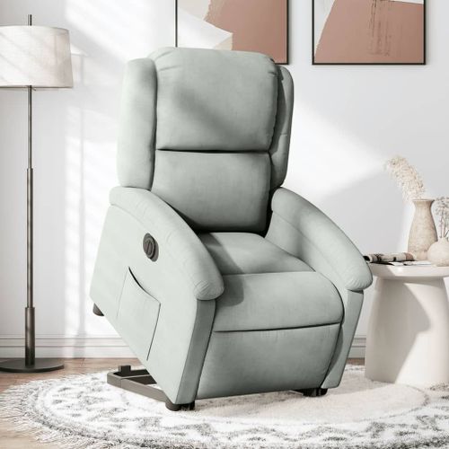 Vidaxl Fauteuil Inclinable Électrique Gris Clair Velours