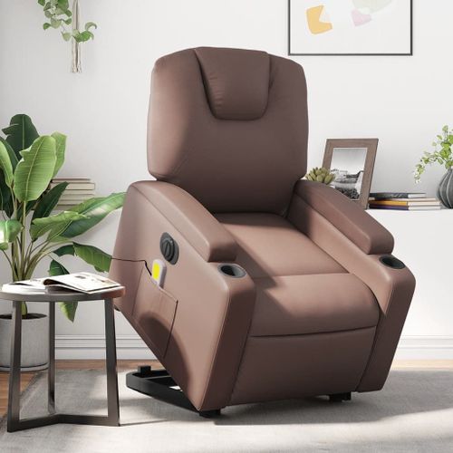 Vidaxl Fauteuil Inclinable De Massage Électrique Marron Similicuir