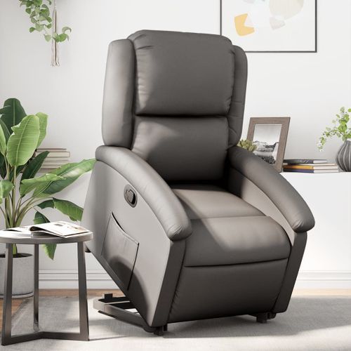 Vidaxl Fauteuil Inclinable Gris Cuir Véritable