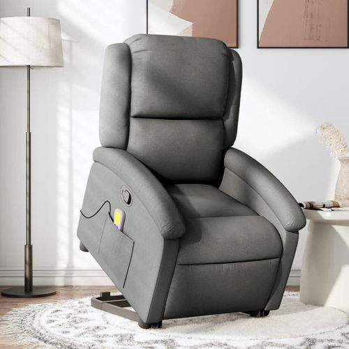 Vidaxl Fauteuil De Massage Inclinable Gris Foncé Tissu