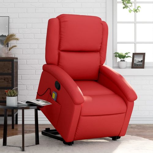 Vidaxl Fauteuil Inclinable De Massage Rouge Similicuir