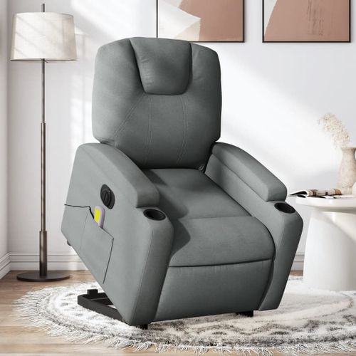 Vidaxl Fauteuil Inclinable De Massage Électrique Gris Foncé Tissu
