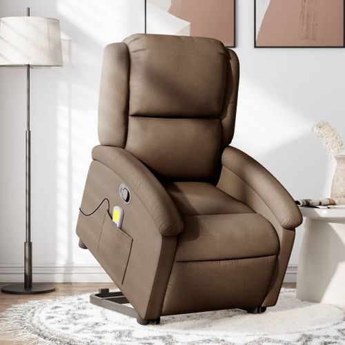 Vidaxl Fauteuil De Massage Inclinable Marron Tissu