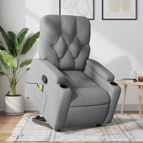 Vidaxl Fauteuil De Massage Inclinable Gris Clair Tissu