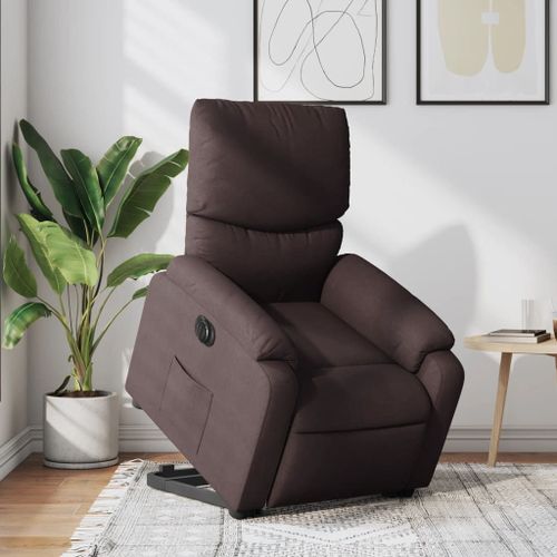 Vidaxl Fauteuil Inclinable Électrique Marron Foncé Tissu