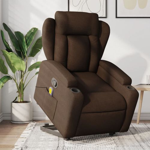 Vidaxl Fauteuil De Massage Inclinable Marron Tissu