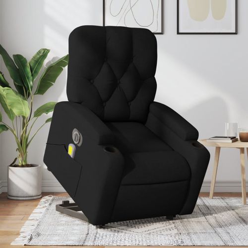 Vidaxl Fauteuil Inclinable De Massage Électrique Noir Tissu