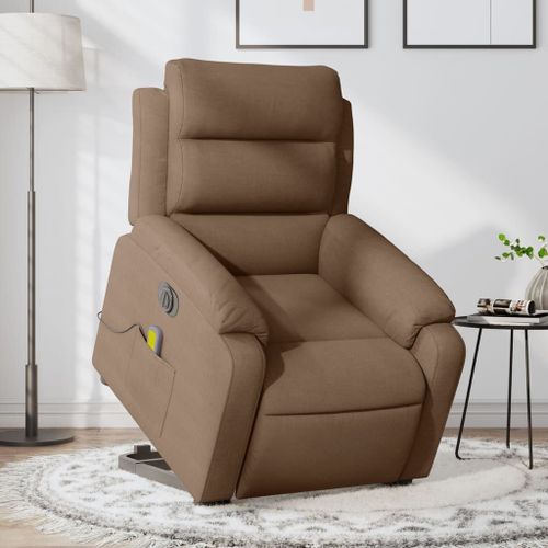 Vidaxl Fauteuil Inclinable De Massage Électrique Marron Tissu