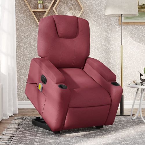 Vidaxl Fauteuil Inclinable De Massage Électrique Rouge Bordeaux Tissu