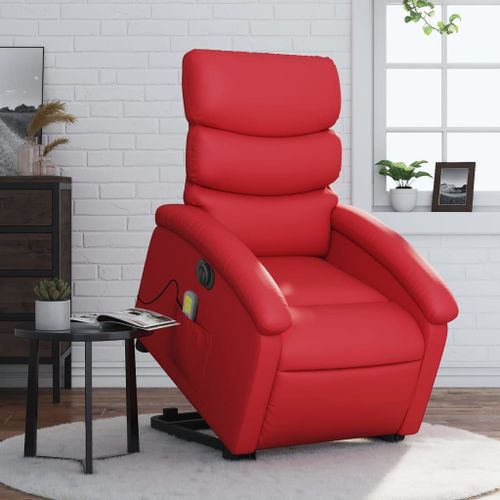 Vidaxl Fauteuil Inclinable De Massage Électrique Rouge Similicuir