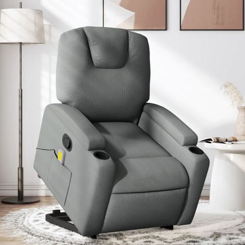Vidaxl Fauteuil De Massage Inclinable Gris Foncé Tissu