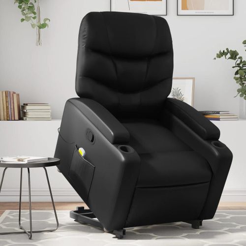 Vidaxl Fauteuil Inclinable De Massage Noir Similicuir