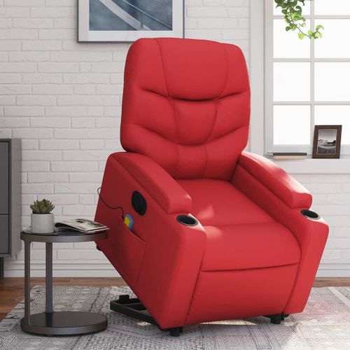 Vidaxl Fauteuil Inclinable De Massage Électrique Rouge Similicuir