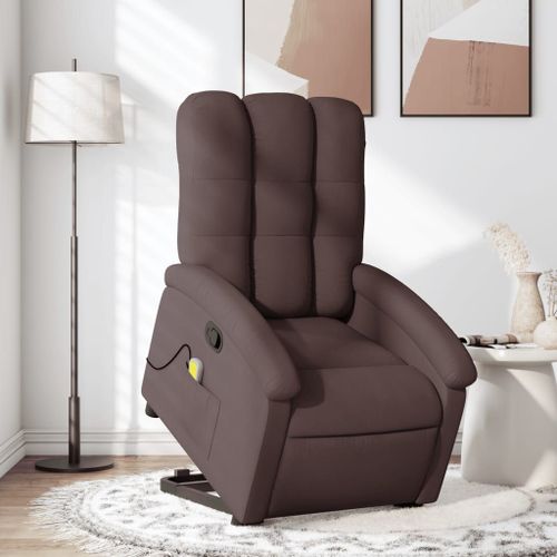 Vidaxl Fauteuil Inclinable De Massage Marron Foncé Tissu
