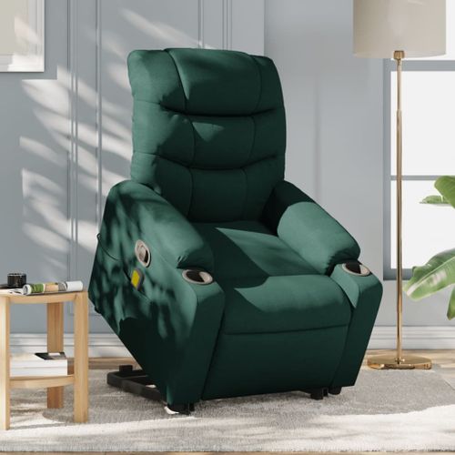 Vidaxl Fauteuil Inclinable De Massage Vert Foncé Tissu