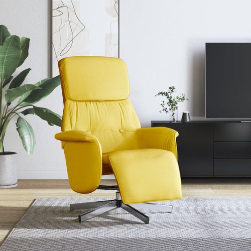 Vidaxl Fauteuil Inclinable Avec Repose-Pieds Jaune Clair Tissu