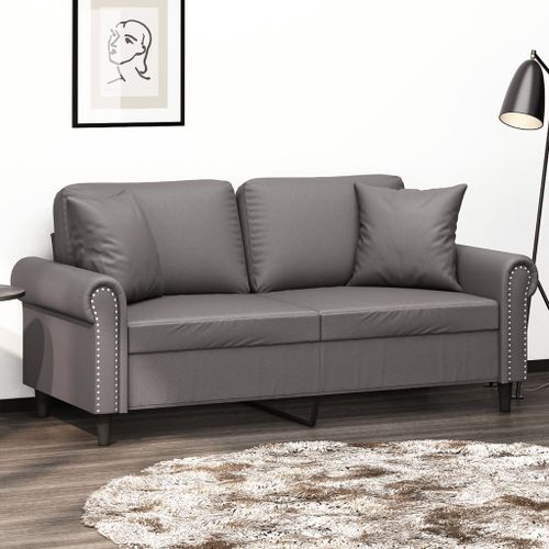 Vidaxl Canapé 2 Places Avec Oreillers Décoratifs Gris 140cm Similicuir