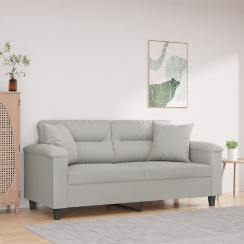 Vidaxl Canapé 2 Places Avec Oreillers Gris Clair 140 Cm