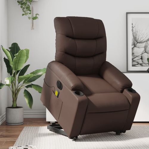 Vidaxl Fauteuil Inclinable De Massage Électrique Marron Similicuir