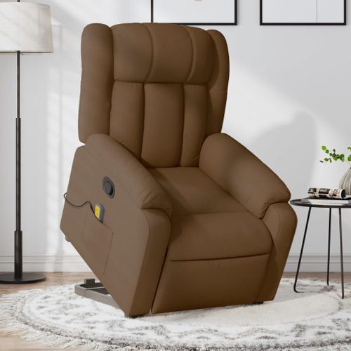 Vidaxl Fauteuil De Massage Inclinable Marron Tissu