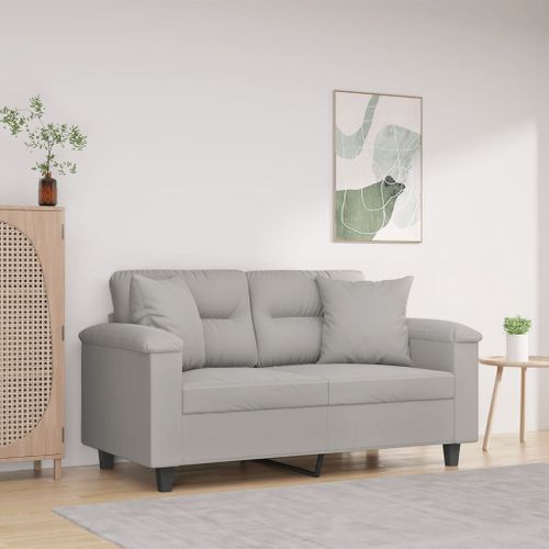 Vidaxl Canapé 2 Places Avec Oreillers Gris Clair 120 Cm