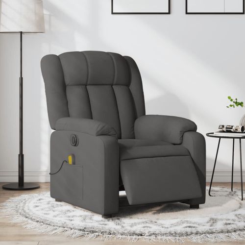 Vidaxl Fauteuil Inclinable De Massage Électrique Gris Foncé Tissu